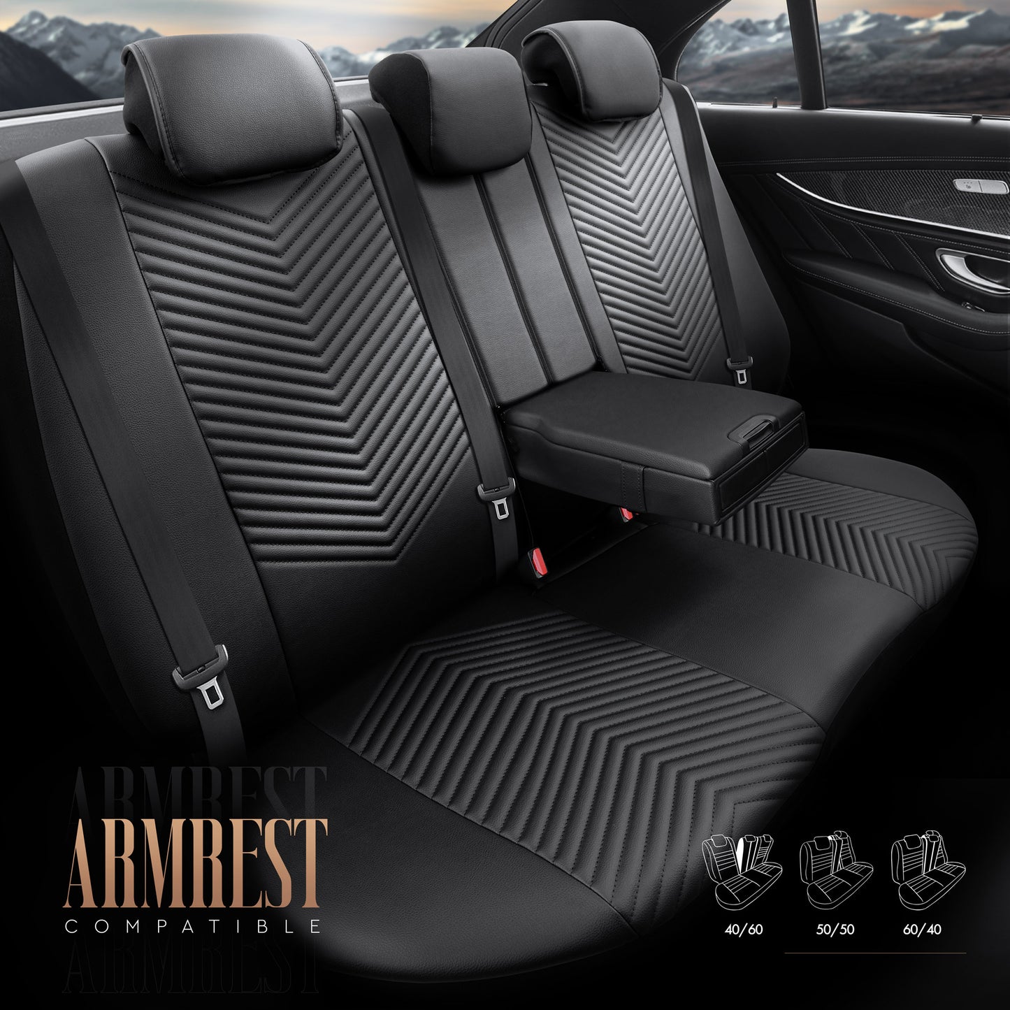 Set Tapițerie Lux Advanced – Piele Eco, Negru, pentru Scaune Față și Spate