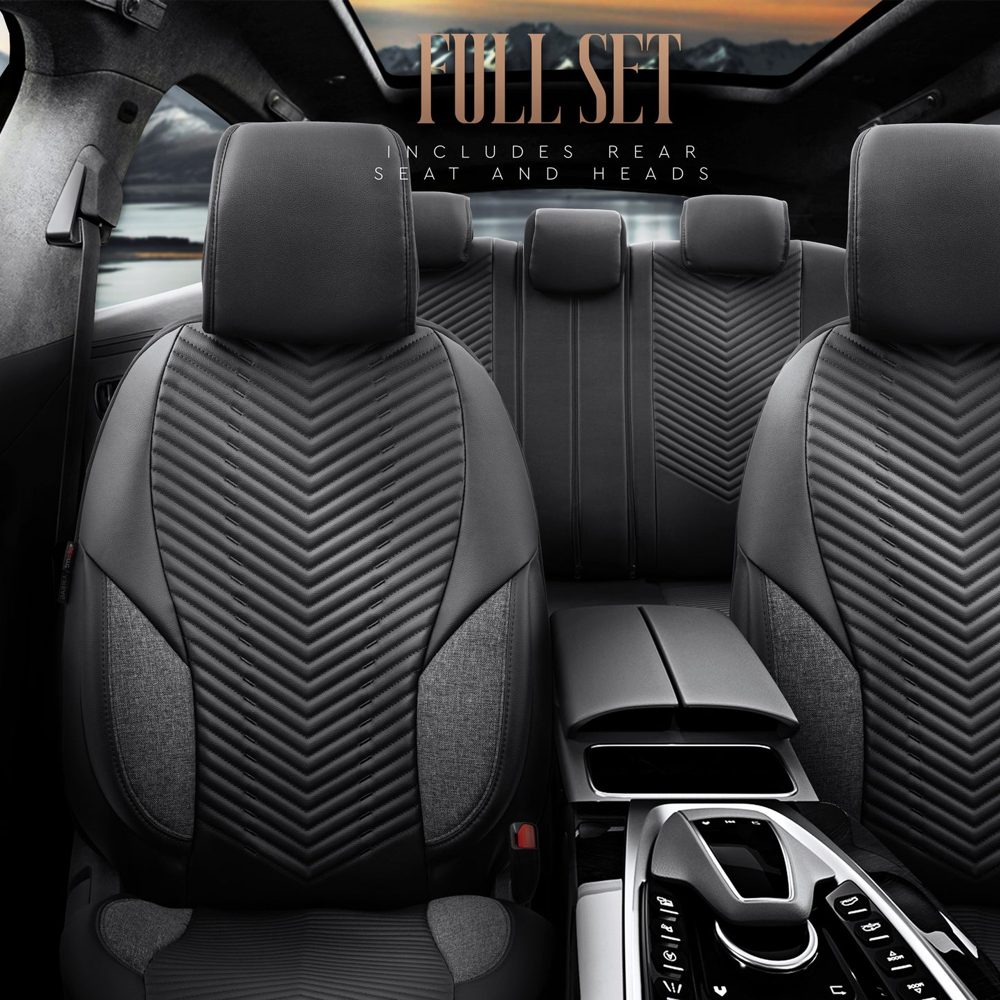 Set Tapițerie Lux Advanced – Piele Eco, Negru, pentru Scaune Față și Spate