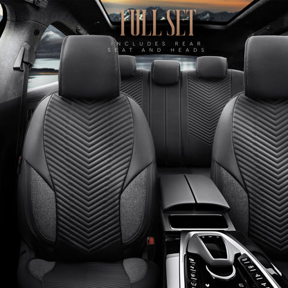 Set Tapițerie Lux Advanced – Piele Eco, Negru, pentru Scaune Față și Spate
