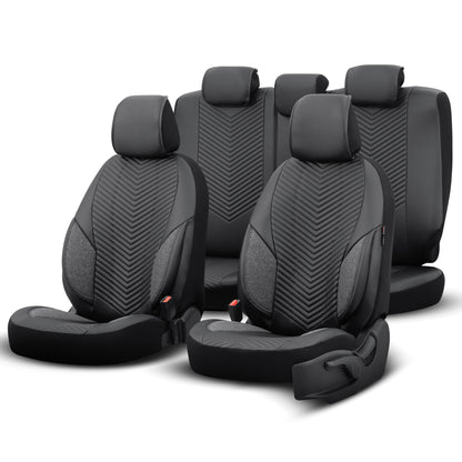 Set Tapițerie Lux Advanced – Piele Eco, Negru, pentru Scaune Față și Spate