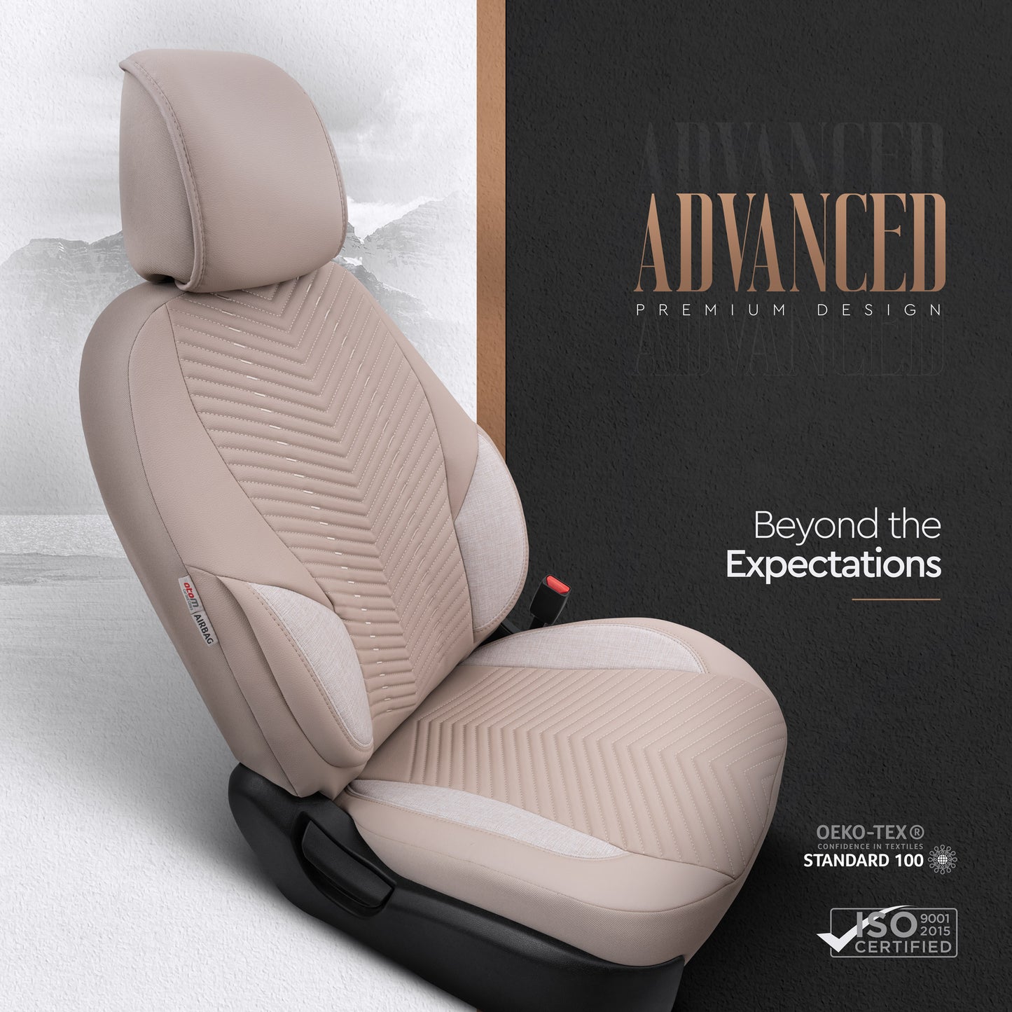 Set Tapițerie Lux Advanced – Piele ecologică, Bej, pentru Scaune Față și Spate