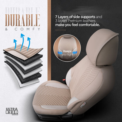 Set Tapițerie Lux Advanced – Piele ecologică, Bej, pentru Scaune Față și Spate