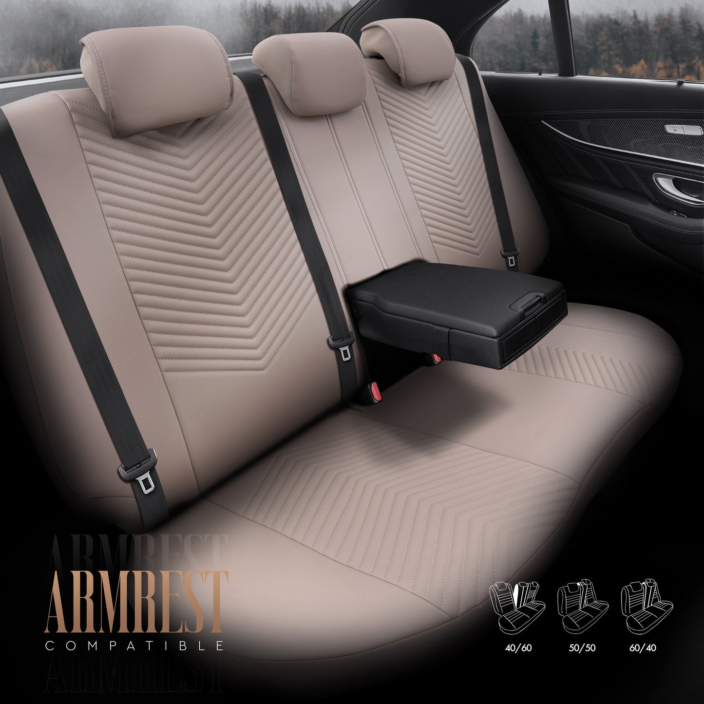 Set Tapițerie Lux Advanced – Piele ecologică, Bej, pentru Scaune Față și Spate