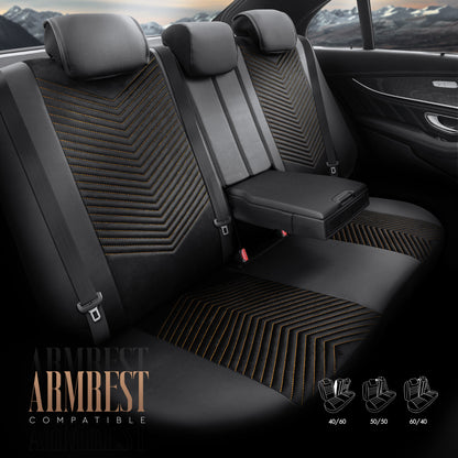 Set Tapițerie Lux Advanced – Alcantara, Negru/Portocaliu, pentru Scaune Față și Spate