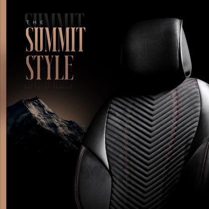 Set Tapițerie Lux Advanced – Alcantara, Negru/Roșu, pentru Scaune Față și Spate