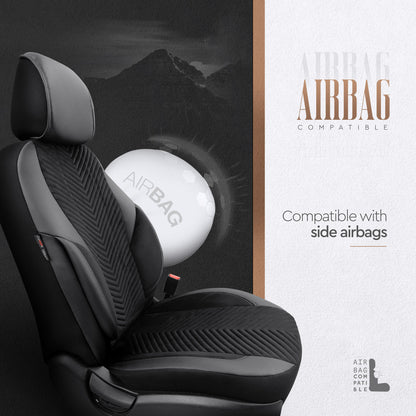 Set Tapițerie Lux Advanced – Alcantara, Negru, pentru Scaune Față și Spate