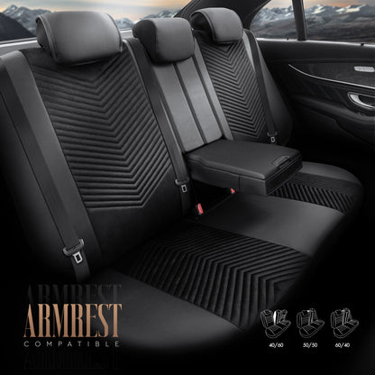 Set Tapițerie Lux Advanced – Alcantara, Negru, pentru Scaune Față și Spate