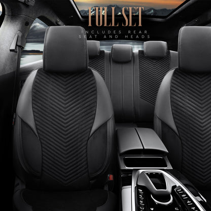 Set Tapițerie Lux Advanced – Alcantara, Negru, pentru Scaune Față și Spate