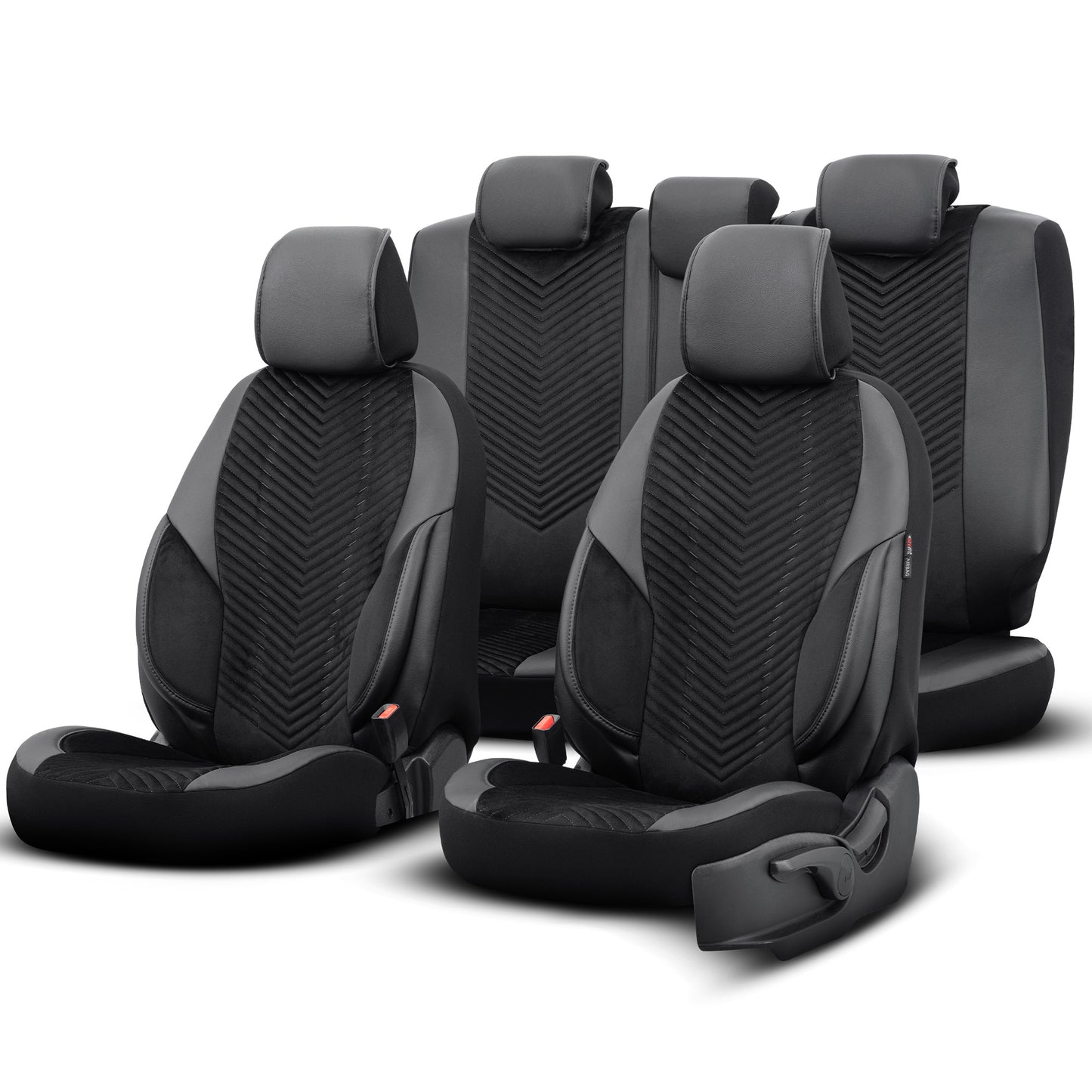 Set Tapițerie Lux Advanced – Alcantara, Negru, pentru Scaune Față și Spate