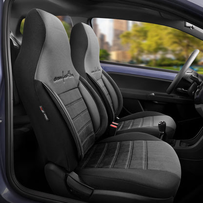 Set Tapițerie Comfortline City – Negru, cu Alcantara, pentru Scaune Față și Spate (Pentru mașini mici de oraș)