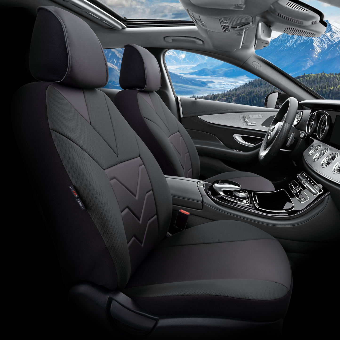 Set Tapițerie Lux Pangea – Piele ecologică, Negru, pentru Scaune Față și Spate