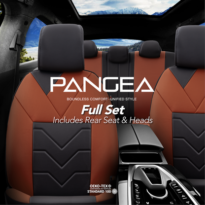 Set Tapițerie Lux Pangea – Piele ecologică, Negru/Portocaliu, pentru Scaune Față și Spate
