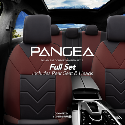 Set Tapițerie Lux Pangea – Piele ecologică, Negru/Bordo, pentru Scaune Față și Spate