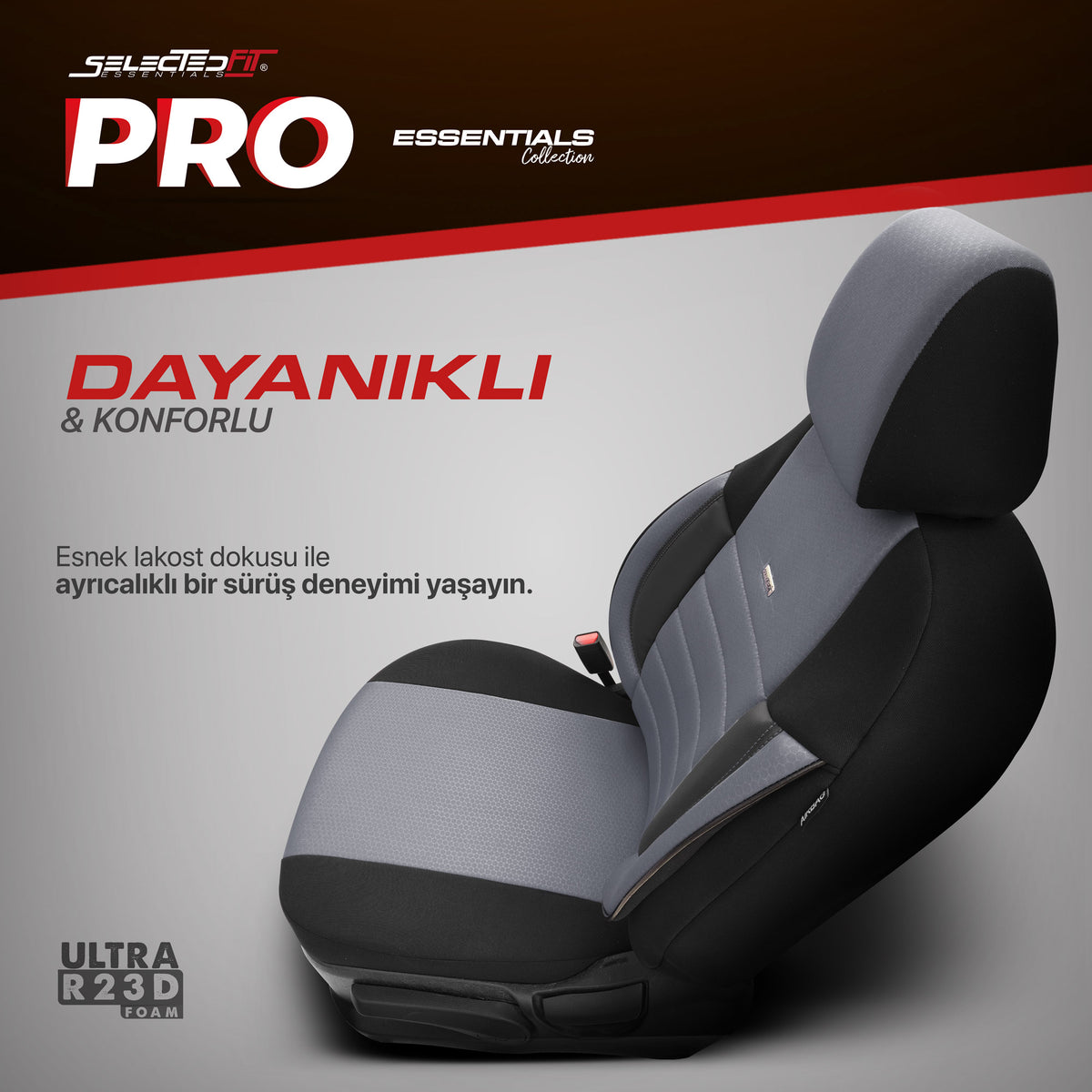 Set huse Selectedfit Pro 102 – Negru/gri, pentru scaunele din față și din spate