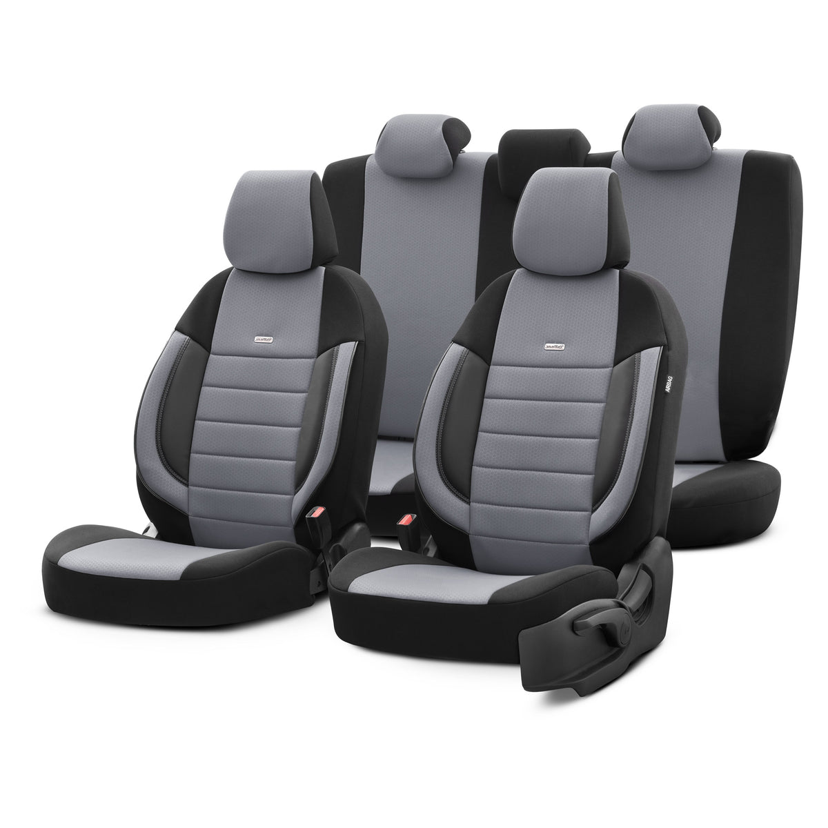 Set huse Selectedfit Pro 102 – Negru/gri, pentru scaunele din față și din spate