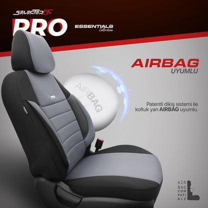 Set huse Selectedfit Pro 102 – Negru/gri, pentru scaunele din față și din spate