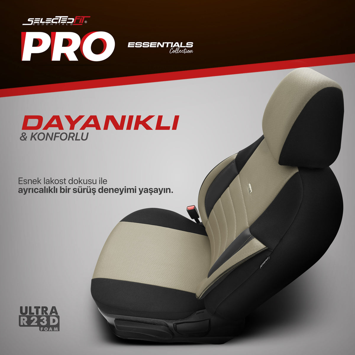 Set huse pentru scaune Selectedfit Pro 103 – negru/bej, pentru scaune față și spate