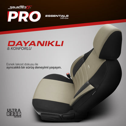 Set huse pentru scaune Selectedfit Pro 103 – negru/bej, pentru scaune față și spate