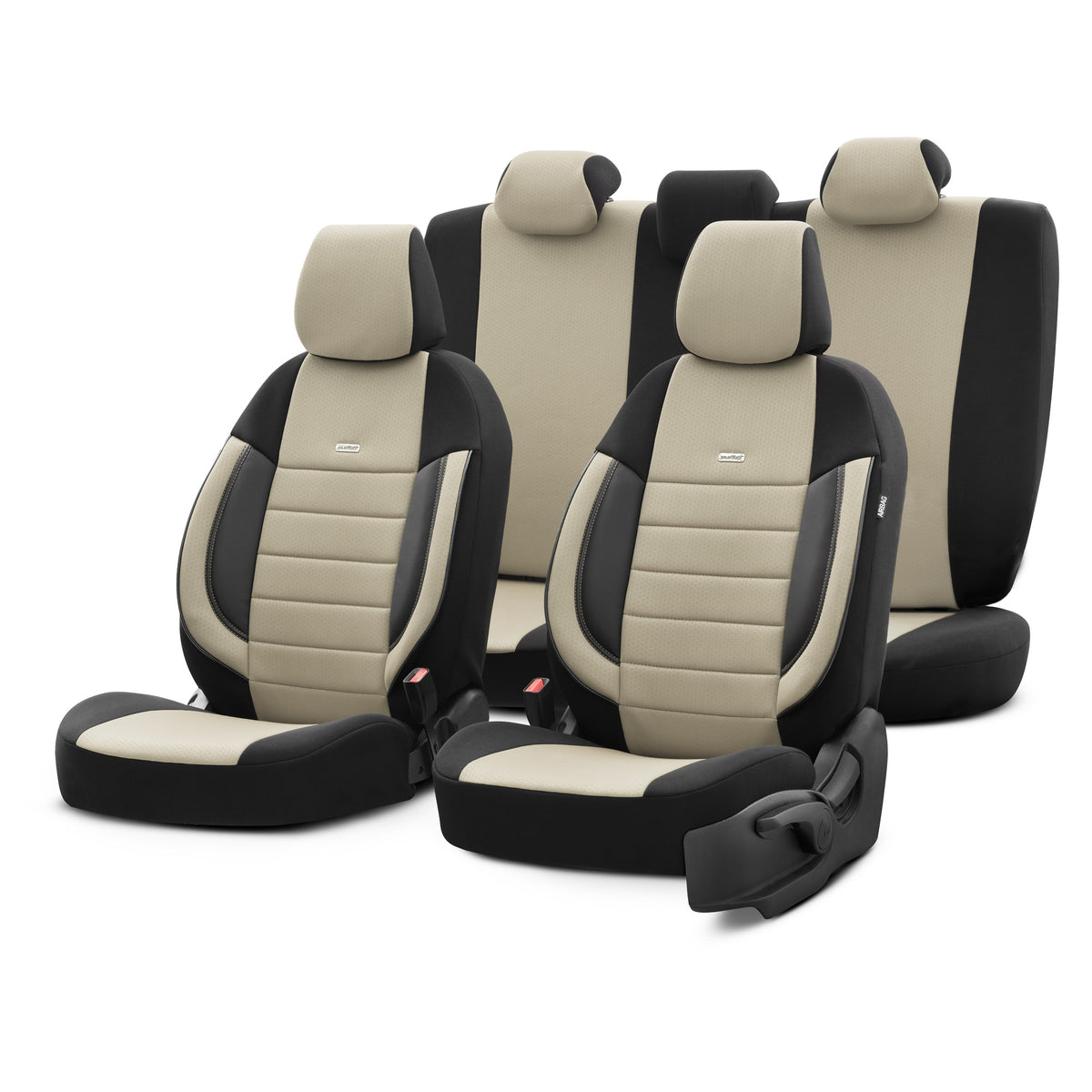 Set huse pentru scaune Selectedfit Pro 103 – negru/bej, pentru scaune față și spate