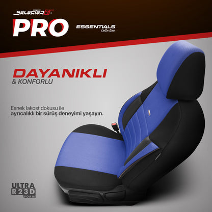 Set huse Selectedfit Pro 107 – Negru/albastru, pentru scaunele din față și din spate