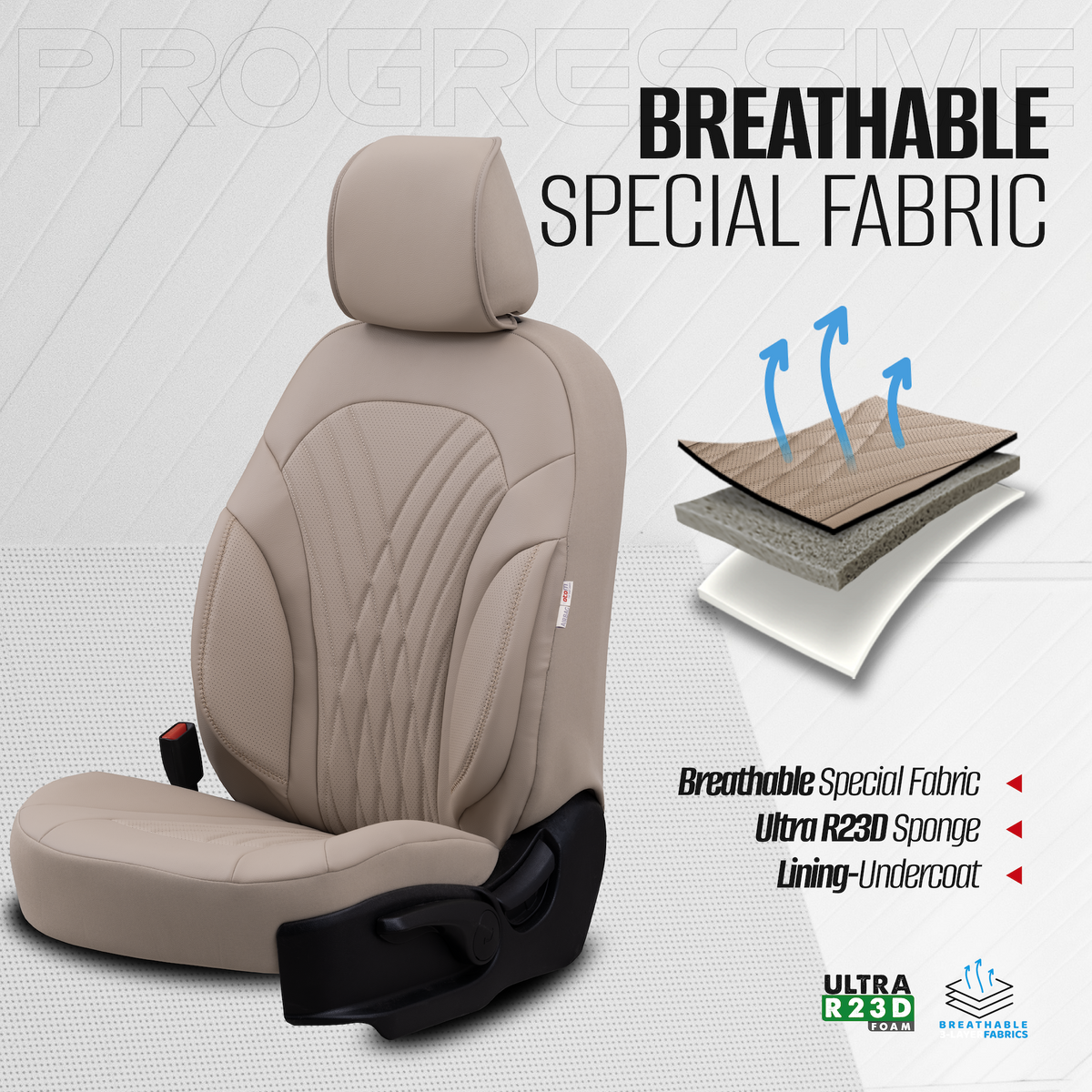 Set de tapițerie Progressive 102 – Bej, pentru scaunele din față și din spate