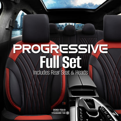 Set huse Progressive 104 – negru/roșu, pentru scaunele din față și din spate