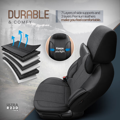 Set Tapițerie Ergonomică Voyager – Negru, Textil, pentru Scaune Față și Spate