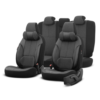 Set Tapițerie Ergonomică Voyager – Negru, Textil, pentru Scaune Față și Spate