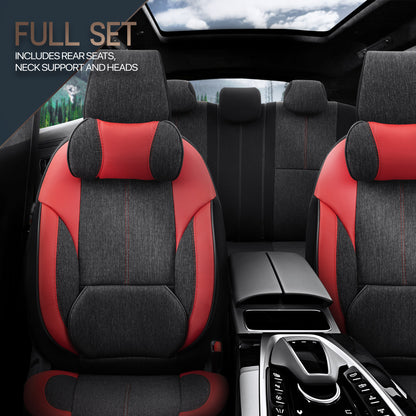 Set Tapițerie Ergonomică Voyager – Negru/Roșu, Textil, pentru Scaune Față și Spate