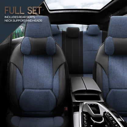 Set Tapițerie Ergonomică Voyager – Negru/Albastru, Textil, pentru Scaune Față și Spate