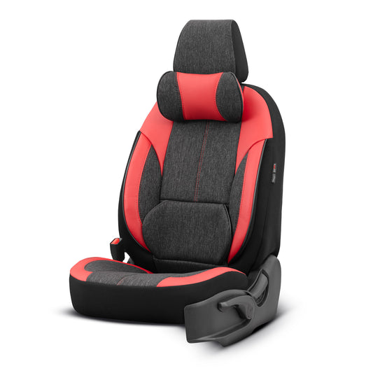 Set Tapițerie Ergonomică Voyager – Negru/Roșu, Textil, pentru Scaune Față și Spate