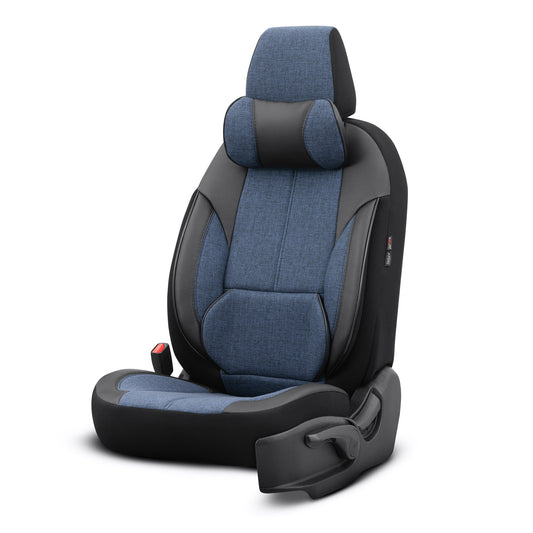 Set Tapițerie Ergonomică Voyager – Negru/Albastru, Textil, pentru Scaune Față și Spate