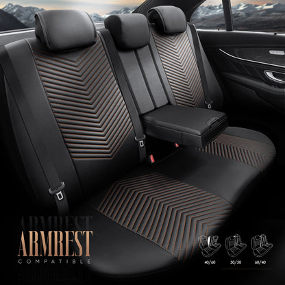 Set Tapițerie Lux Advanced – Piele Eco, Negru/Portocaliu, pentru Scaune Față și Spate