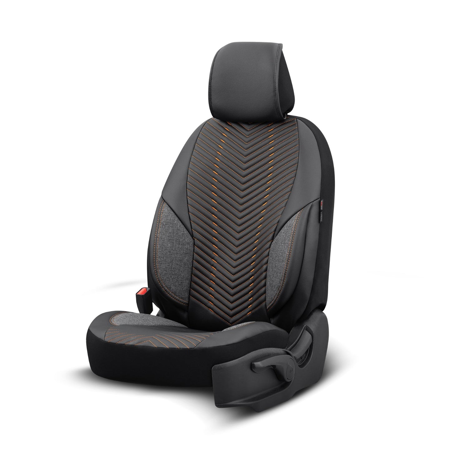 Set Tapițerie Lux Advanced – Piele Eco, Negru/Portocaliu, pentru Scaune Față și Spate