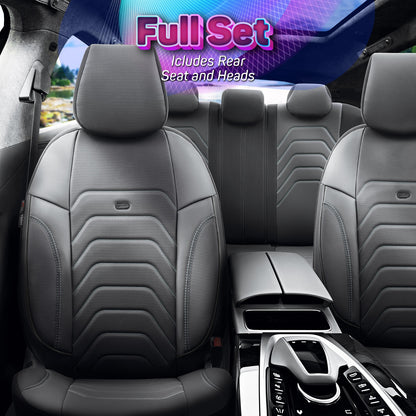 Set Tapițerie Lux Core – Piele Eco Perforată, Negru, pentru Scaune Față și Spate