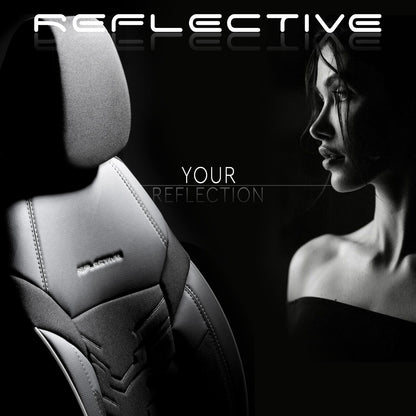 Set Tapițerie Reflective – Negru, Textil cu Piele Eco, pentru Scaune Față și Spate