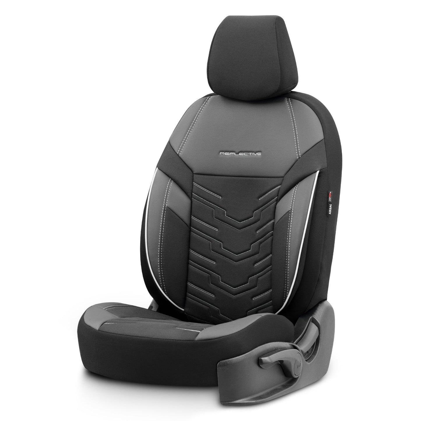 Set Tapițerie Reflective – Negru, Textil cu Piele Eco, pentru Scaune Față și Spate
