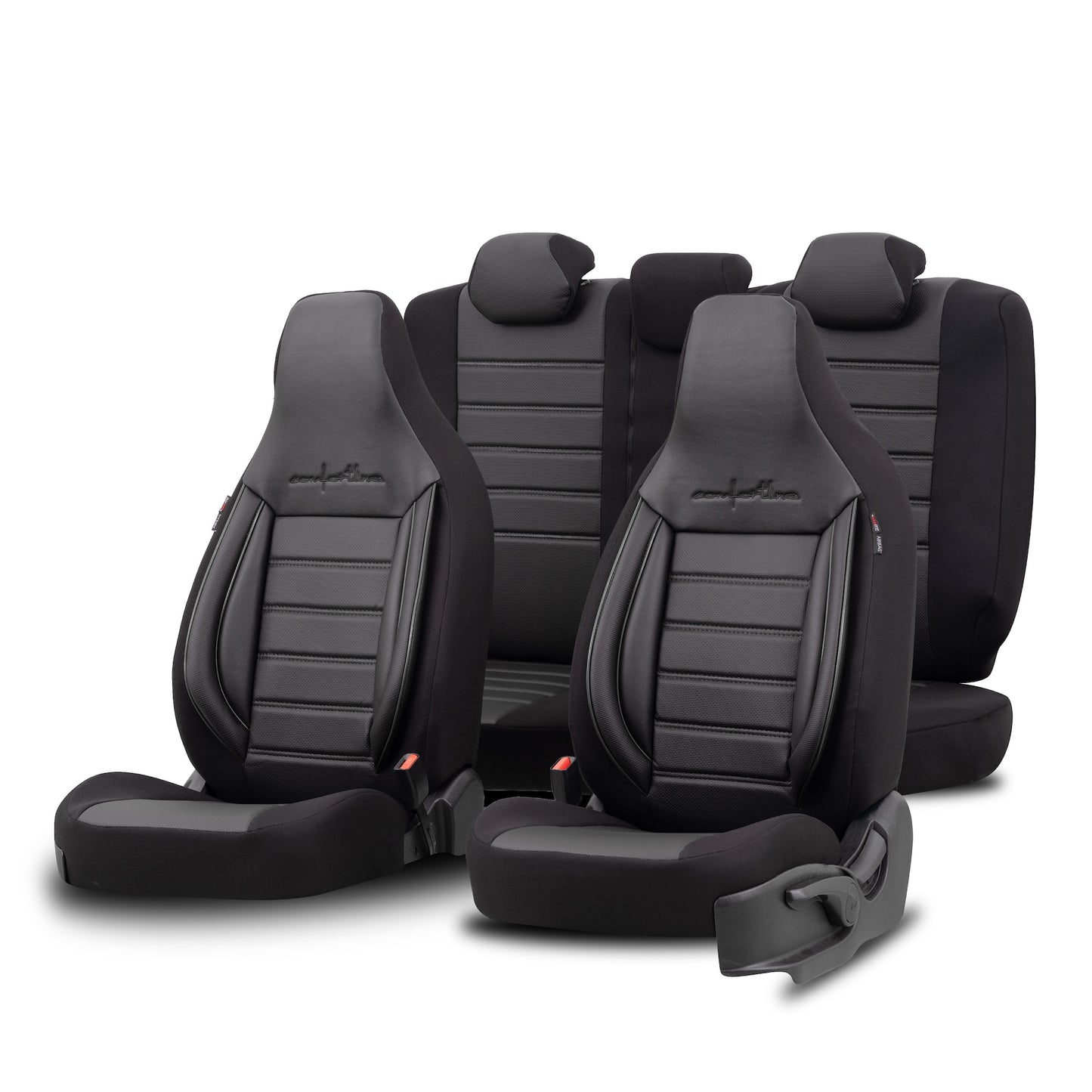 Set Tapițerie Comfortline City – Negru, cu Piele Eco, pentru Scaune Față și Spate (Pentru mașini mici de oraș)