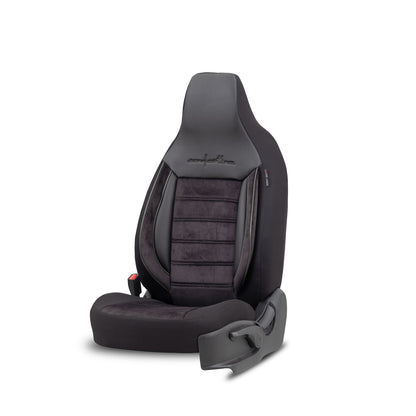 Set Tapițerie Comfortline City – Negru, cu Alcantara, pentru Scaune Față și Spate (Pentru mașini mici de oraș)