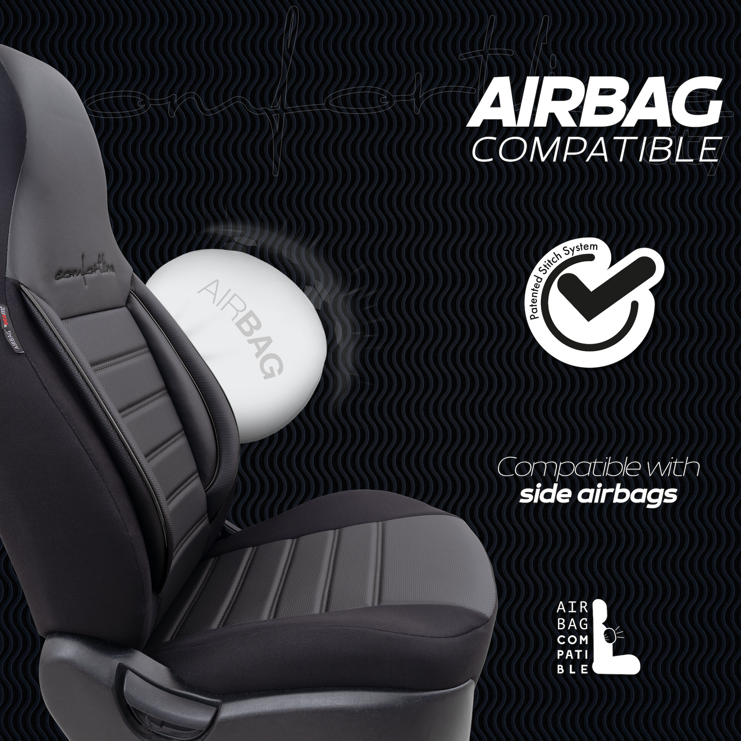 Set Tapițerie Comfortline City – Negru, cu Piele Eco, pentru Scaune Față și Spate (Pentru mașini mici de oraș)