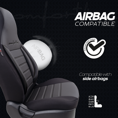 Set Tapițerie Comfortline City – Negru, cu Piele Eco, pentru Scaune Față și Spate (Pentru mașini mici de oraș)