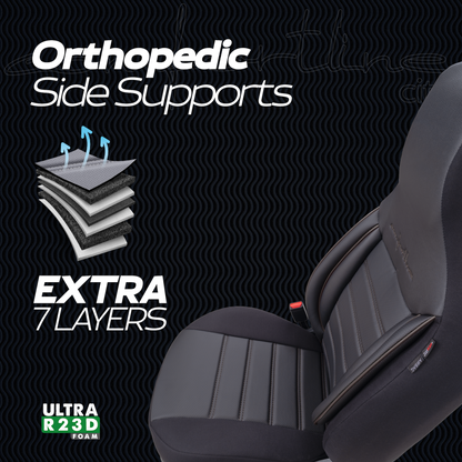 Set Tapițerie Comfortline City – Negru, cu Piele Eco, pentru Scaune Față și Spate (Pentru mașini mici de oraș)