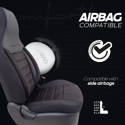 Set Tapițerie Comfortline City – Negru, cu Alcantara, pentru Scaune Față și Spate (Pentru mașini mici de oraș)