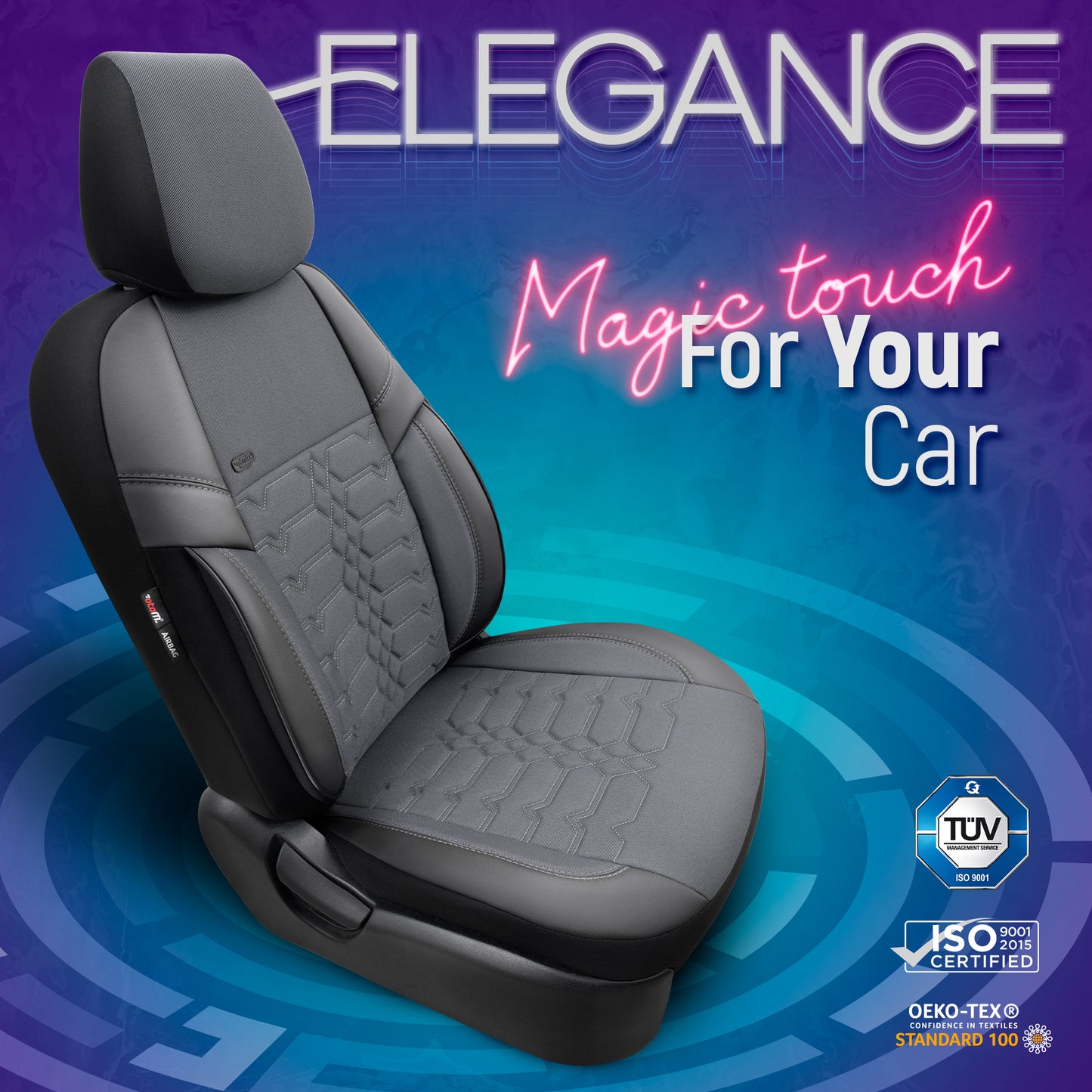 Set Tapițerie Elegance – Gri/Negru, Textil, pentru Scaune Față și Spate