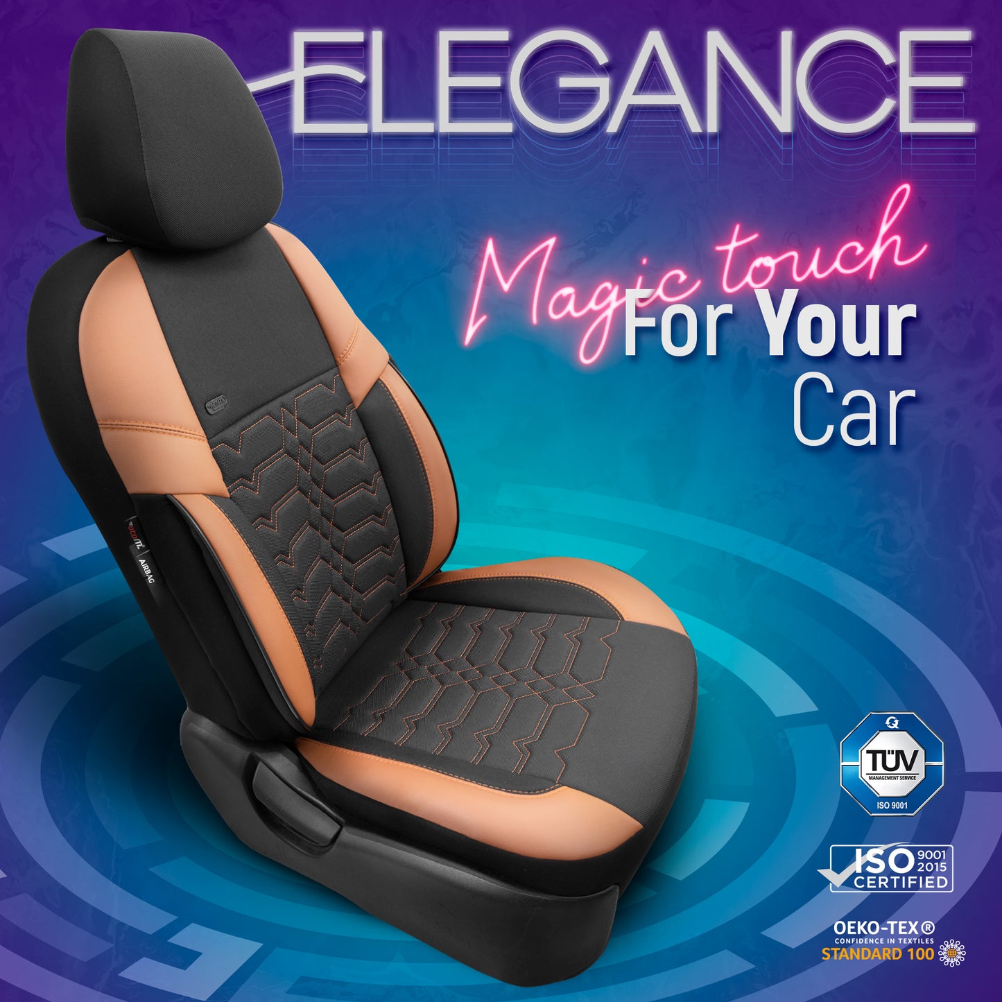 Set Tapițerie Elegance – Negru/Maro, Textil, pentru Scaune Față și Spate