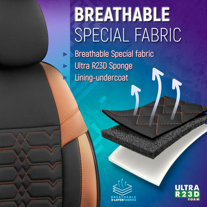 Set Tapițerie Elegance – Negru/Maro, Textil, pentru Scaune Față și Spate