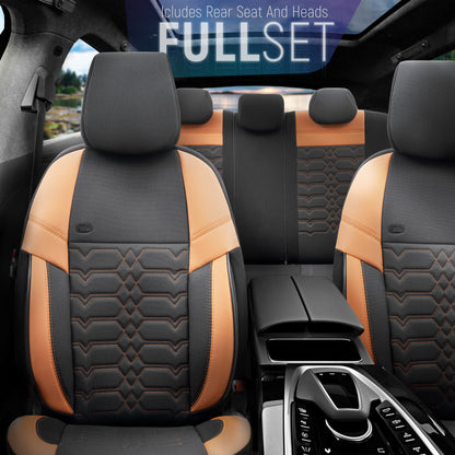 Set Tapițerie Elegance – Negru/Maro, Textil, pentru Scaune Față și Spate