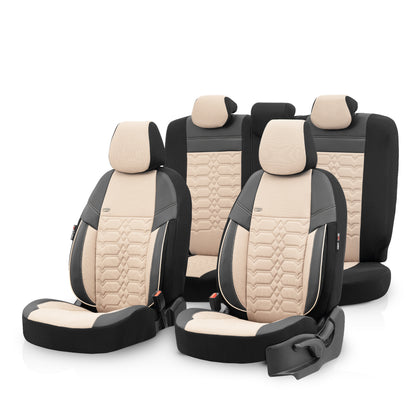 Set Tapițerie Elegance – Negru/Bej, Textil, pentru Scaune Față și Spate