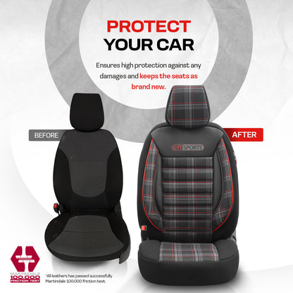 Set Tapițerie GTI Sports – Negru/Roșu, Textil, pentru Scaune Față și Spate