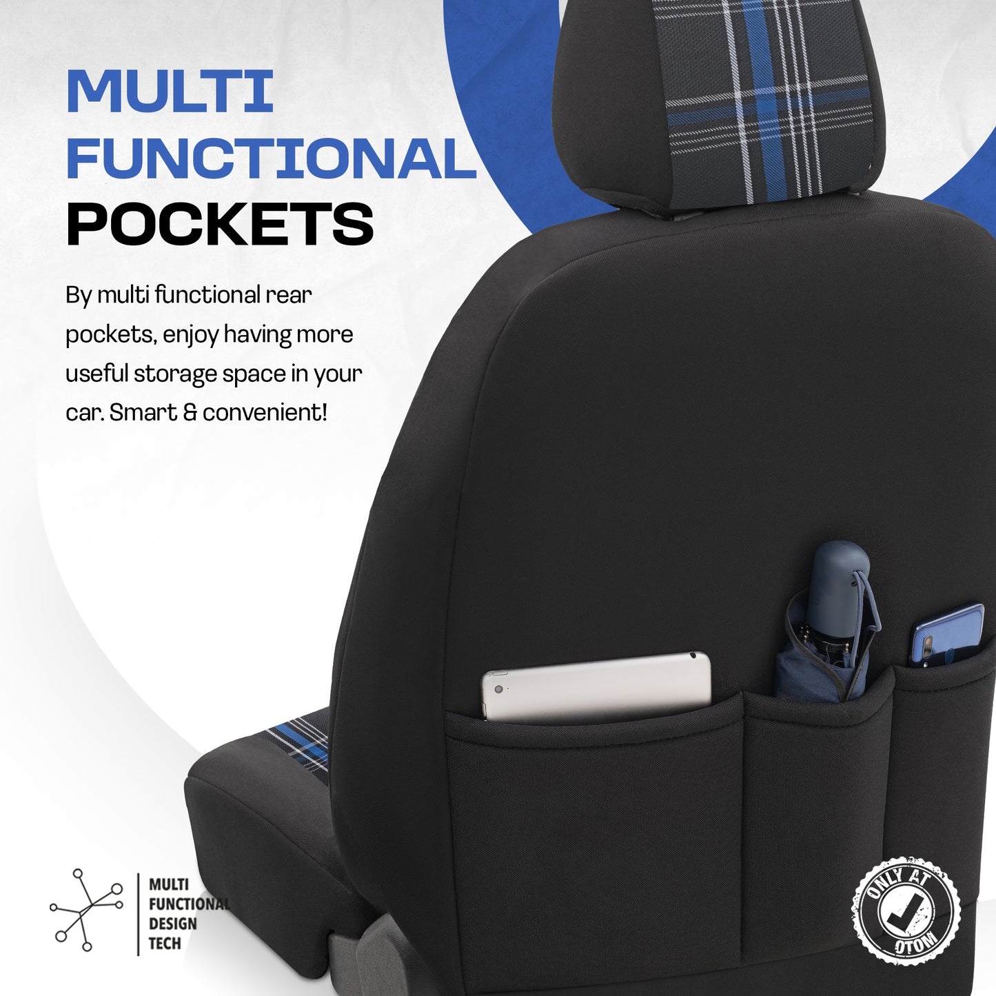 Set Tapițerie GTI Sports – Negru/Albastru, Textil, pentru Scaune Față și Spate